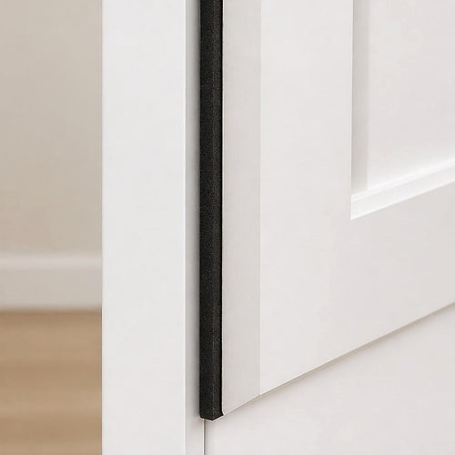 Cozy Haven Black EVA Seal Strip installed on a white door