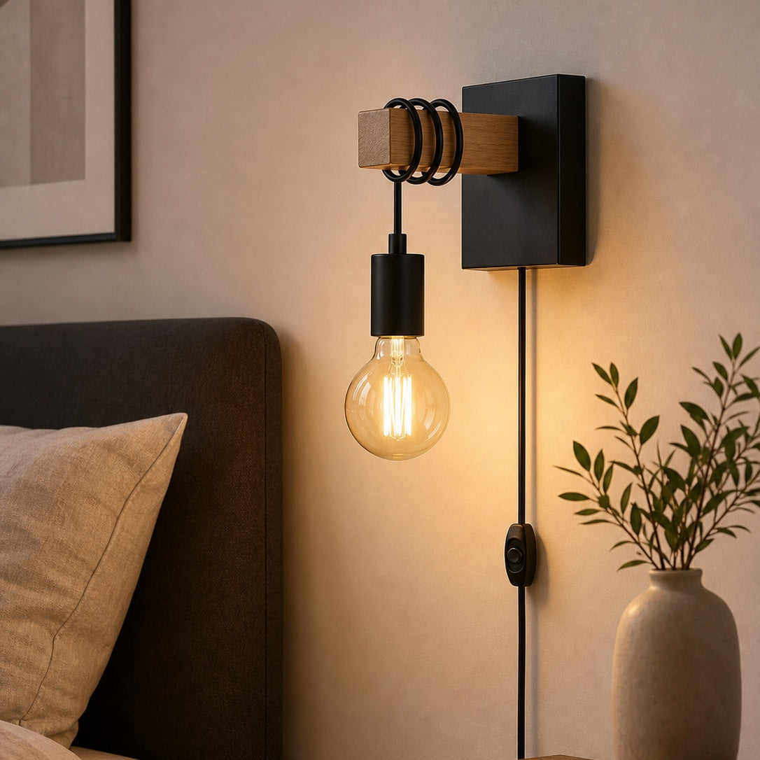 Cozy Haven Black Plug In Wall Sconce lifestyle hero