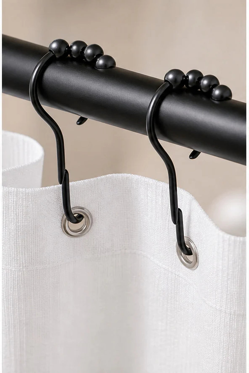 Cozy Haven Black Shower Curtain Hooks - 12 Piece Set lifestyle image 2