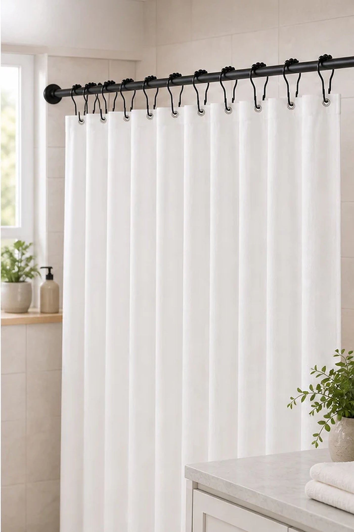 Cozy Haven Black Shower Curtain Hooks - 12 Piece Set lifestyle image 3