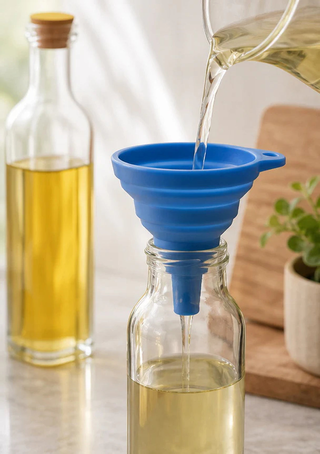 Cozy Haven Blue Collapsible Silicone Funnel lifestyle image 1