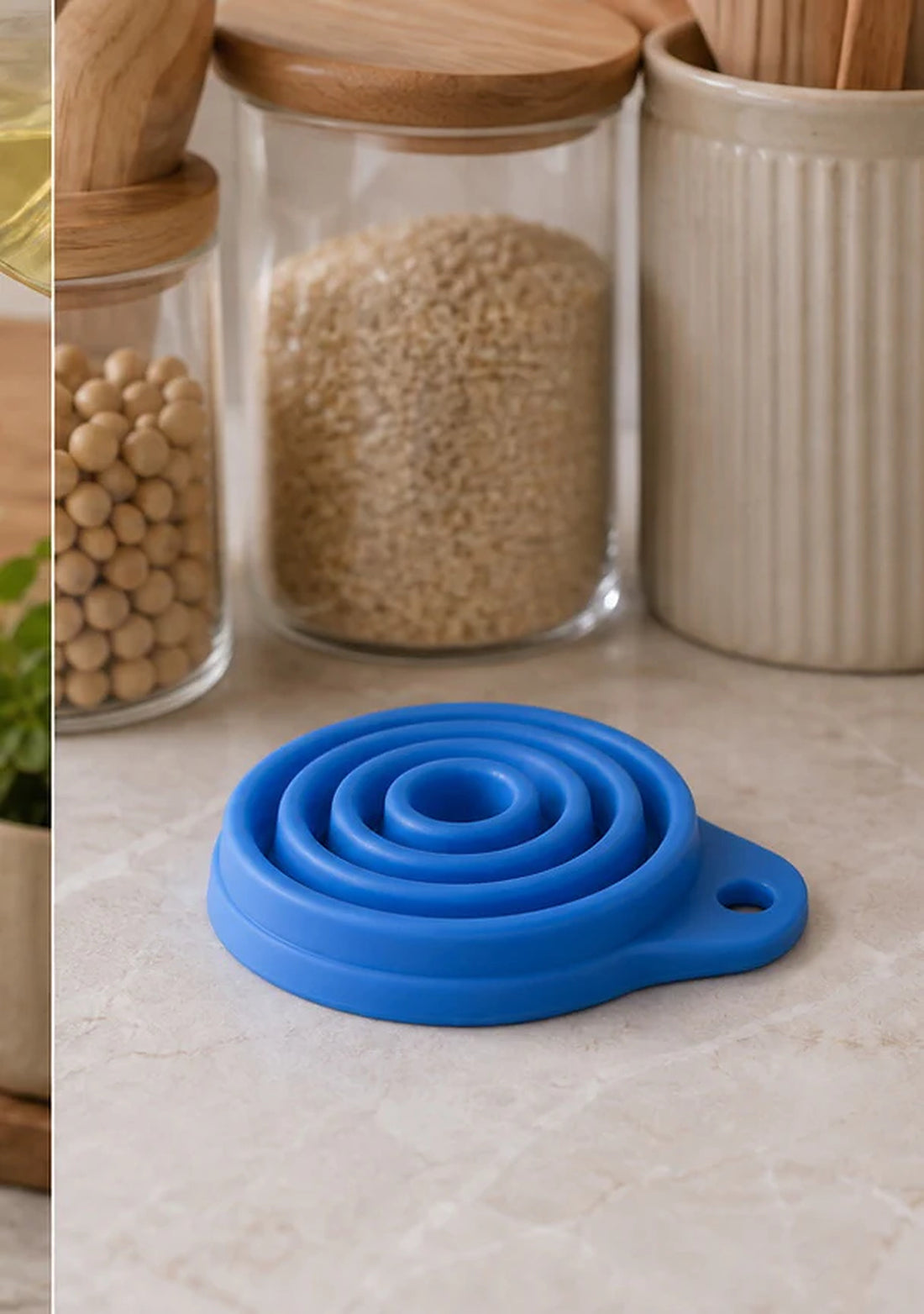 Blue Collapsible Silicone Funnel