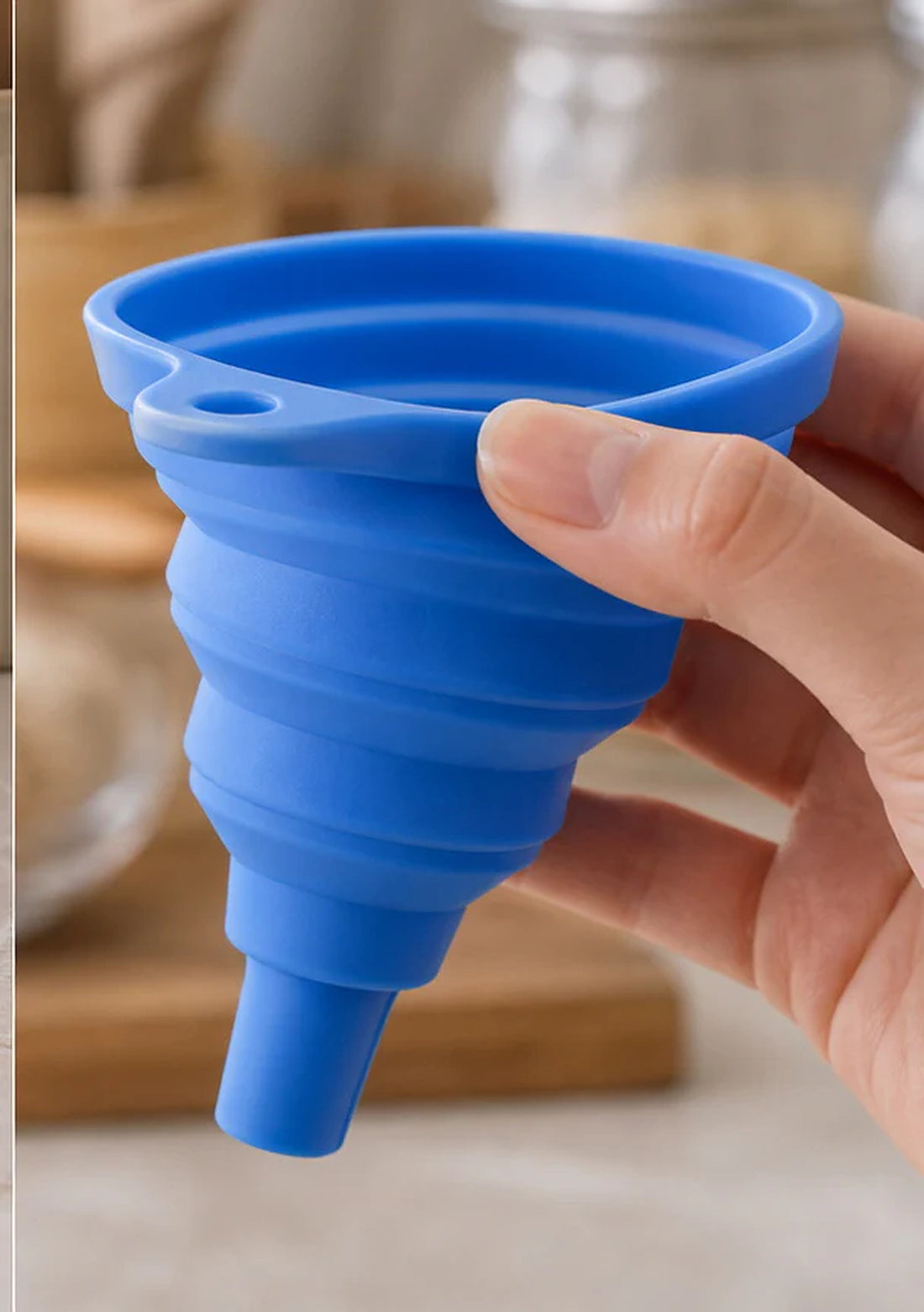 Blue Collapsible Silicone Funnel