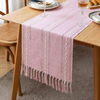 Cozy Haven Boho Tassel Table Runner - Pink B