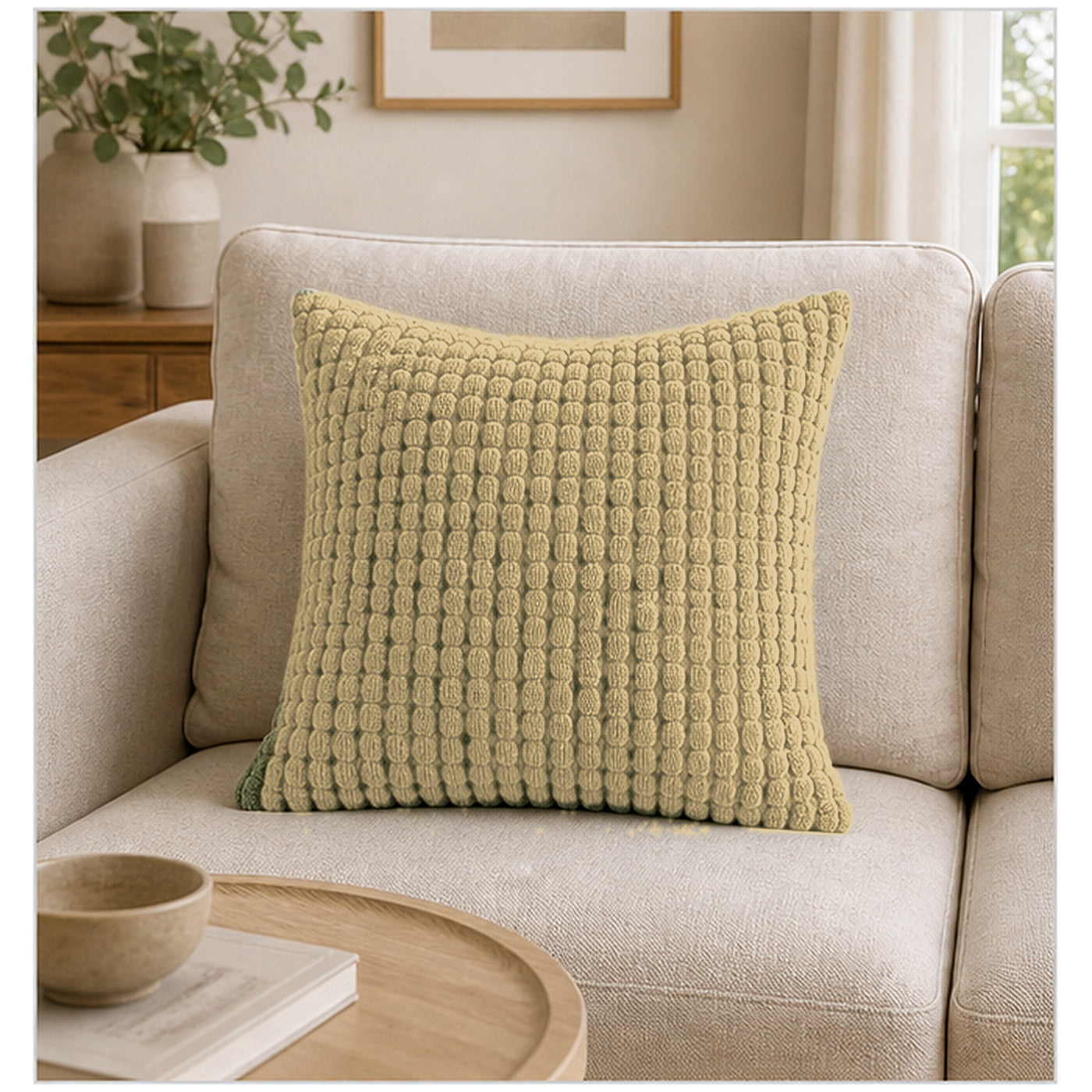 Cozy Haven Bubble Texture Throw Pillow Cover - Khaki / 40 x 40 cm, Khaki / 45 x 45 cm, Khaki / 50 x 50 cm
