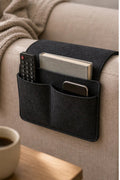 Cozy Haven Charcoal Felt Sofa Armrest Organizer lifestyle image 1 for Charcoal - 1 Piece