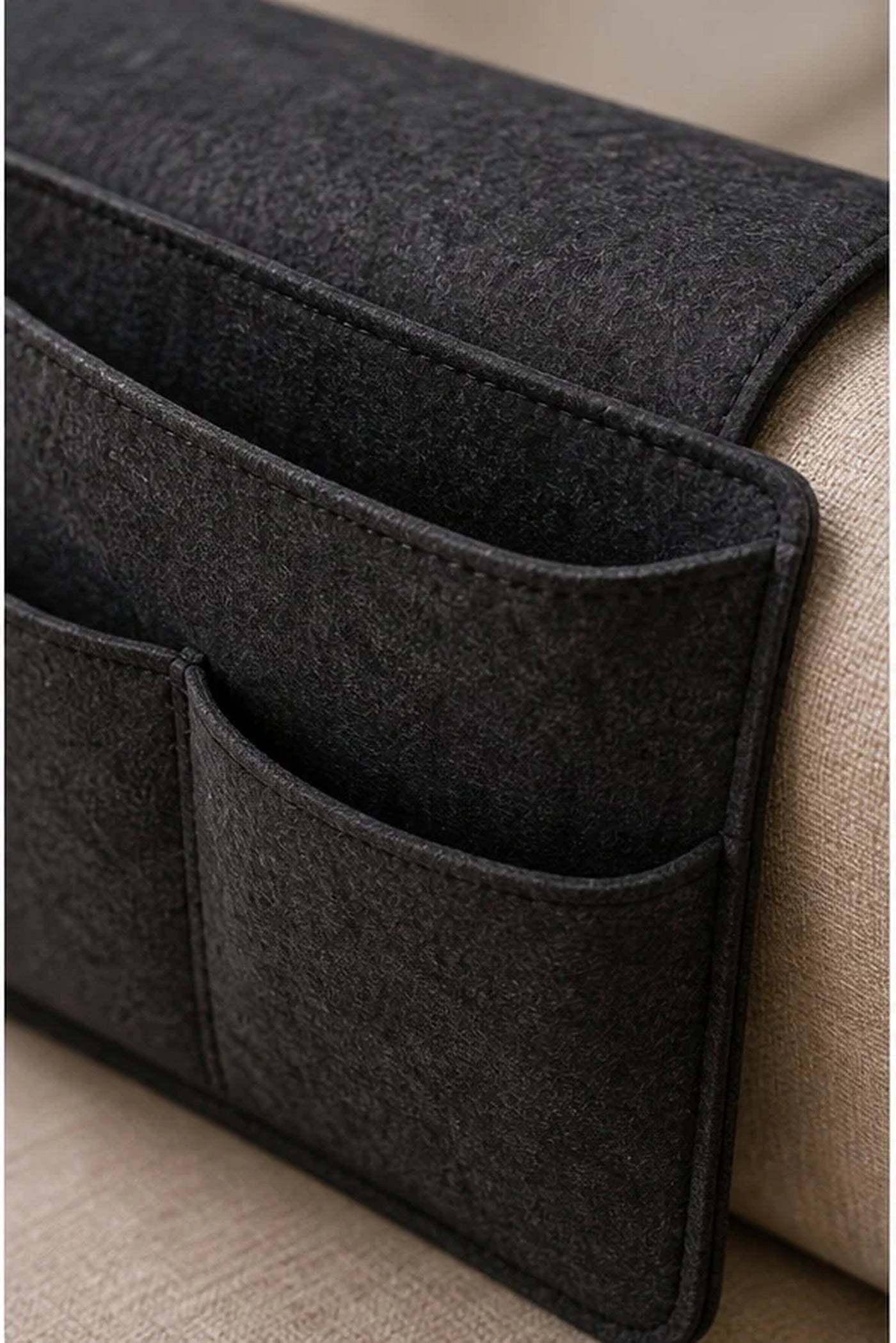 Cozy Haven Charcoal Felt Sofa Armrest Organizer lifestyle image 2