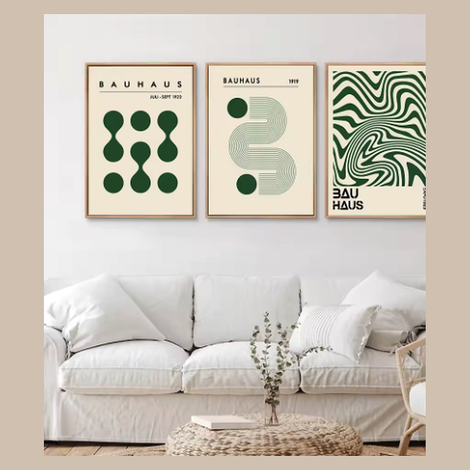 Cozy Haven Bauhaus Geometric Poster Set - Green Bauhaus Set