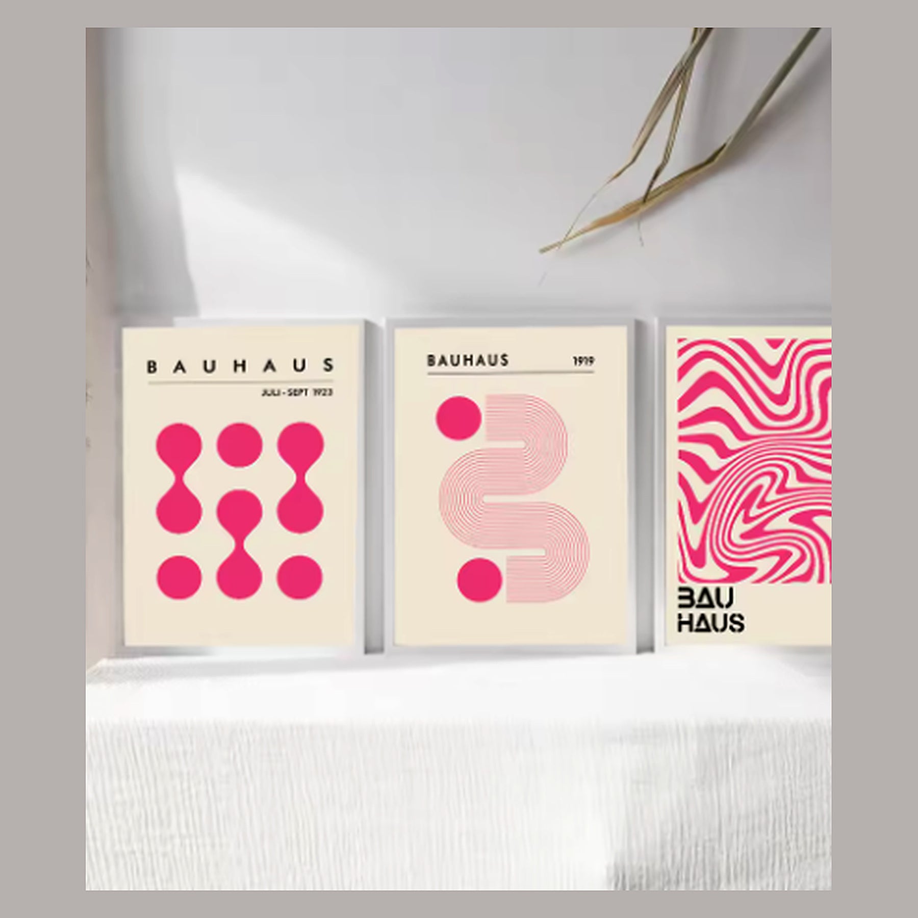 Cozy Haven Bauhaus Geometric Poster Set - Pink Bauhaus Set