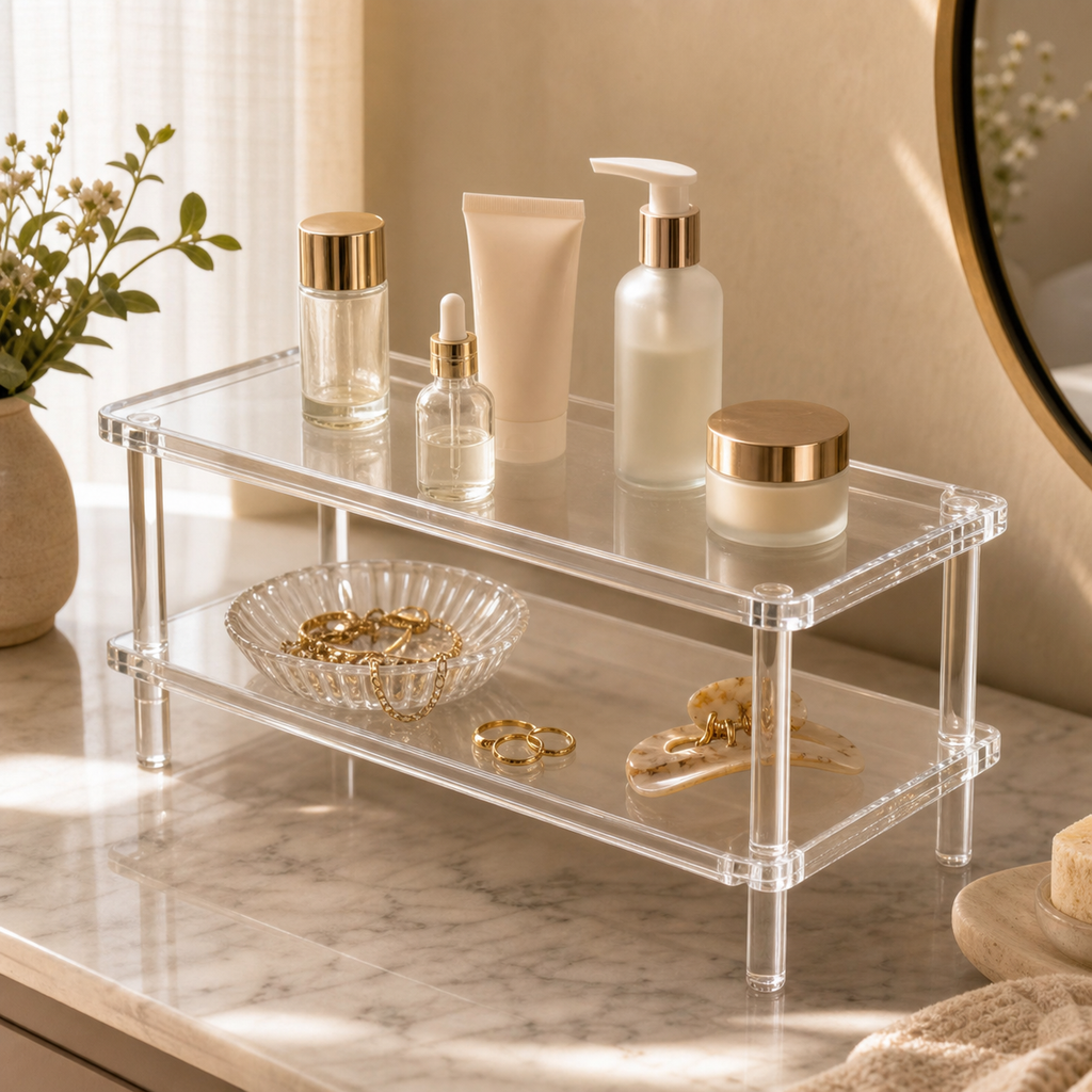Cozy Haven Clear Acrylic Display Shelf - 2 Tier - 30 x 10 cm