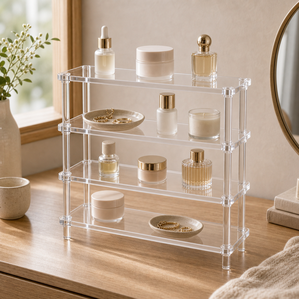 Cozy Haven Clear Acrylic Display Shelf - 4 Tier - 30 x 8 cm