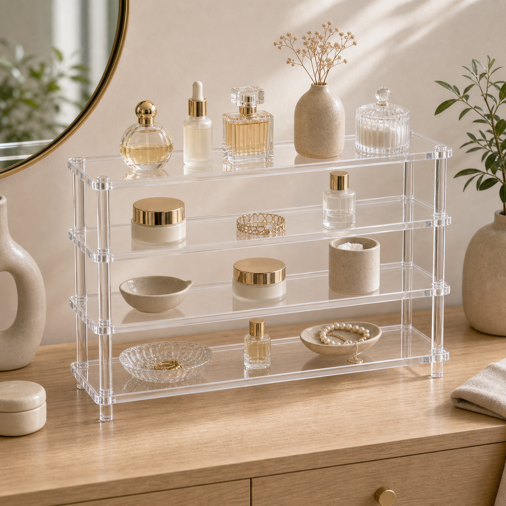 Cozy Haven Clear Acrylic Display Shelf - 4 Tier - 40 x 8 cm