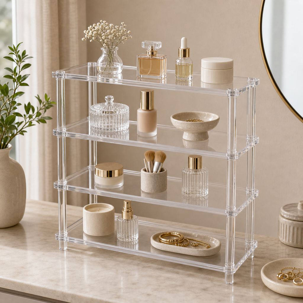 Cozy Haven Clear Acrylic Display Shelf - 4 Tier - 40 x 10 cm