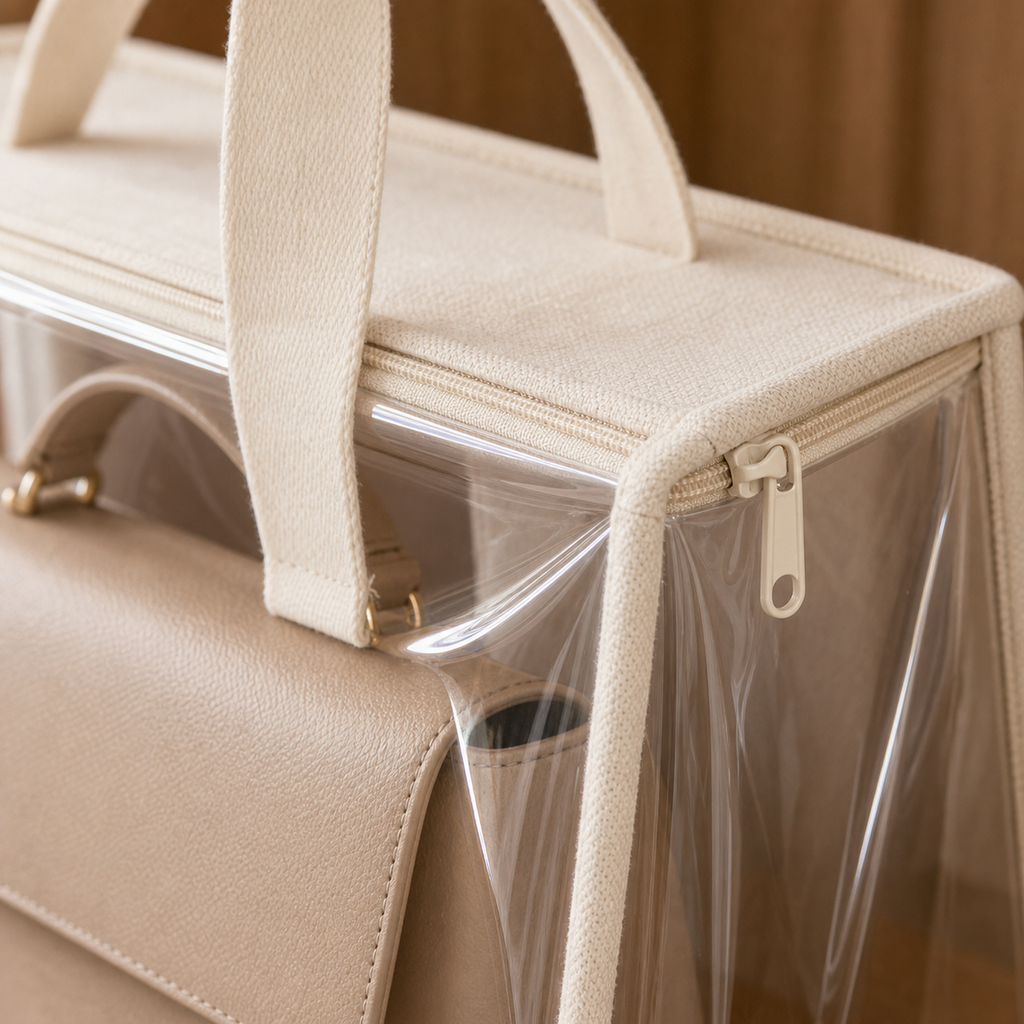 Cozy Haven Clear Handbag Storage Bag — Ivory — detail view