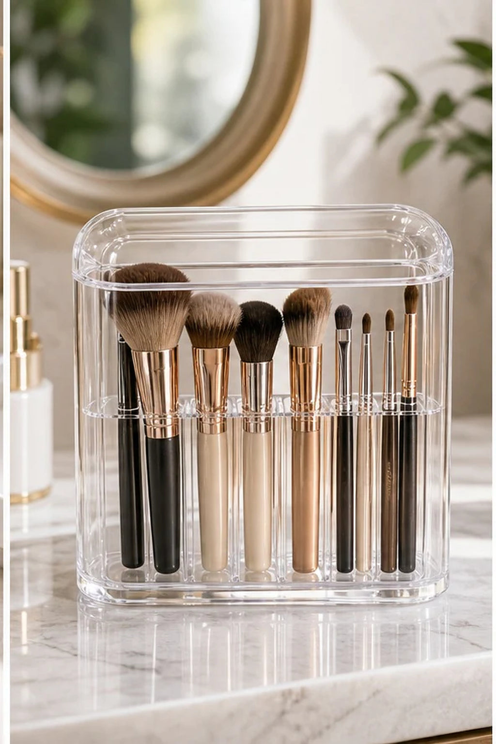Cozy Haven Clear Makeup Brush Organizer with Lid lifestyle image 2