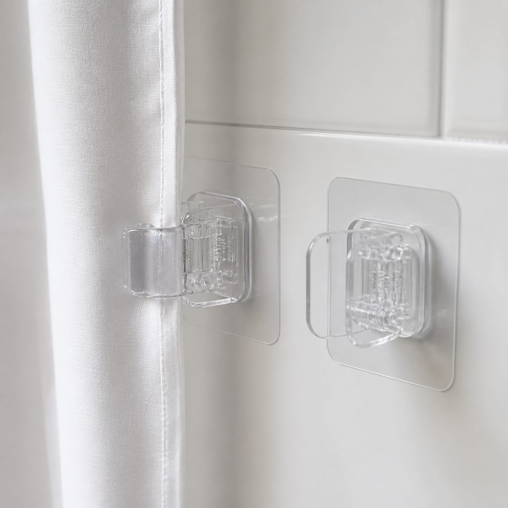 Cozy Haven Clear Shower Curtain Side Clips - transparent clip detail