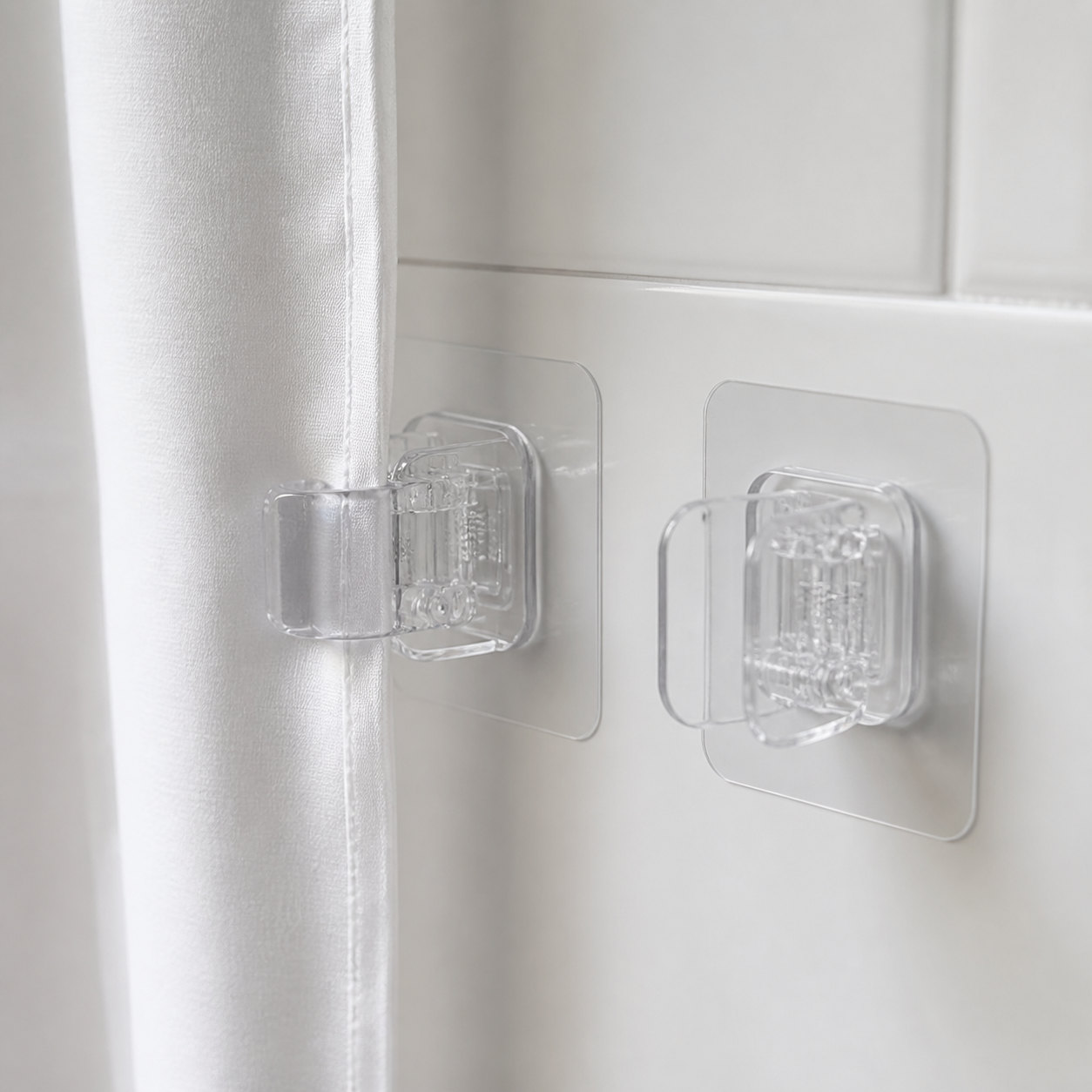 Cozy Haven Clear Shower Curtain Side Clips - transparent clip detail