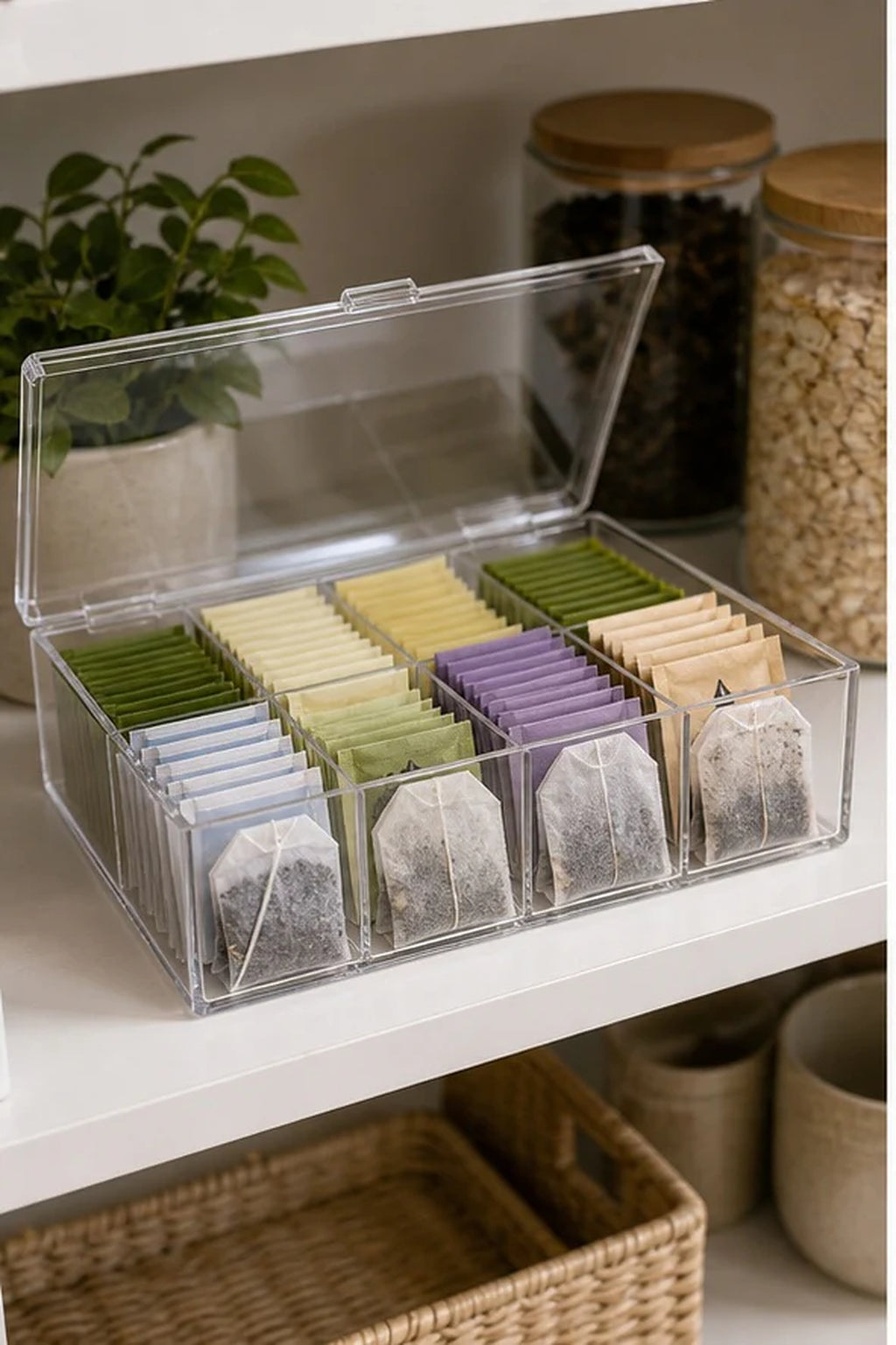 Cozy Haven Clear Tea Bag Organizer Box lifestyle image 1