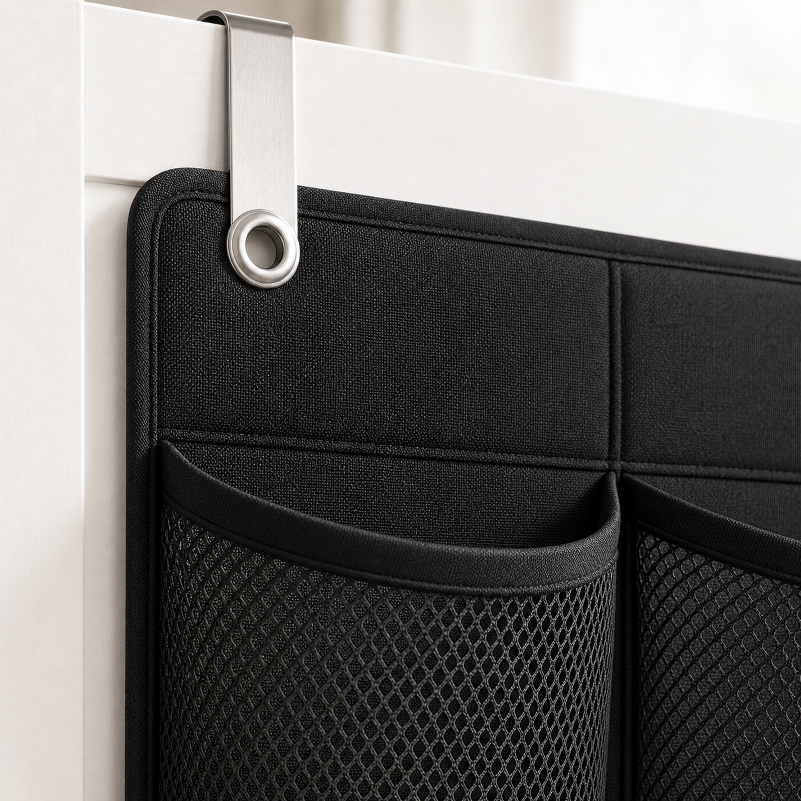 Cozy Haven Over-Door Closet Pocket Organizer — Black — detail view