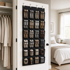 Cozy Haven Over-Door Closet Pocket Organizer — Black / 24 Pockets — scale view