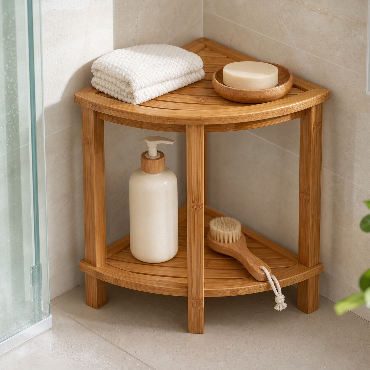 Cozy Haven Corner Bamboo Shower Caddy lifestyle image 3