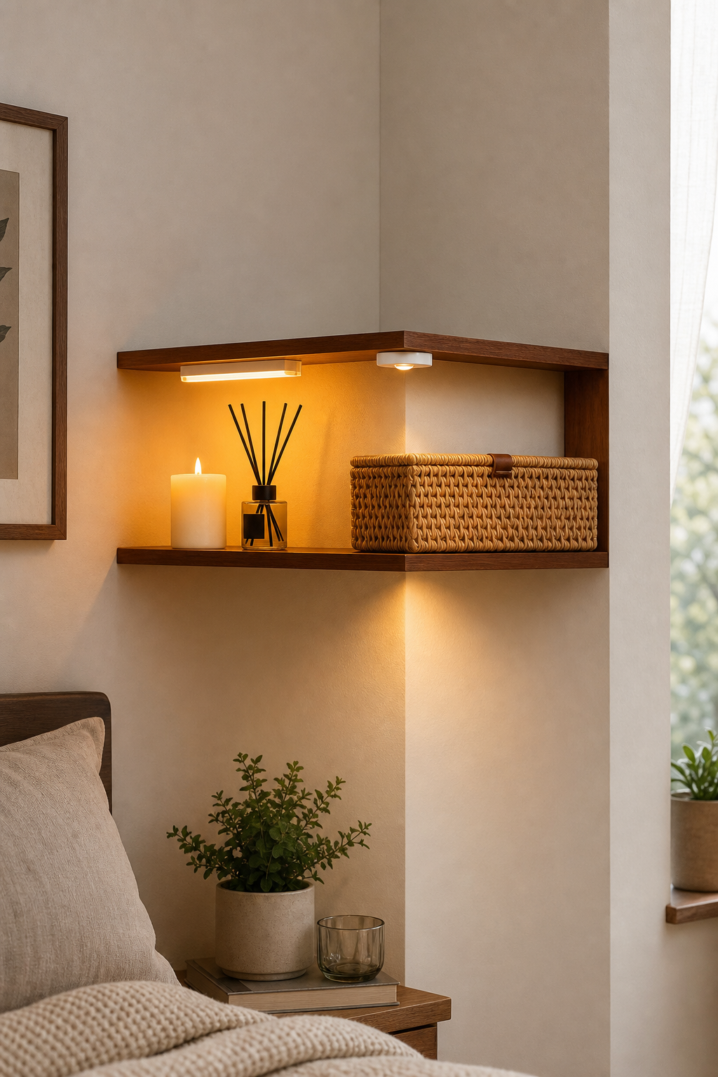 Corner Storage Shelf - Wall Mounted Display Stand for Bedroom