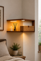 Cozy Haven Corner Storage Shelf - Wall Mounted Display Stand for Bedroom - variant-1pc-bedroom-corner-led-shelf__chatgpt_builtin_lifestyle - Cozy Haven product photo