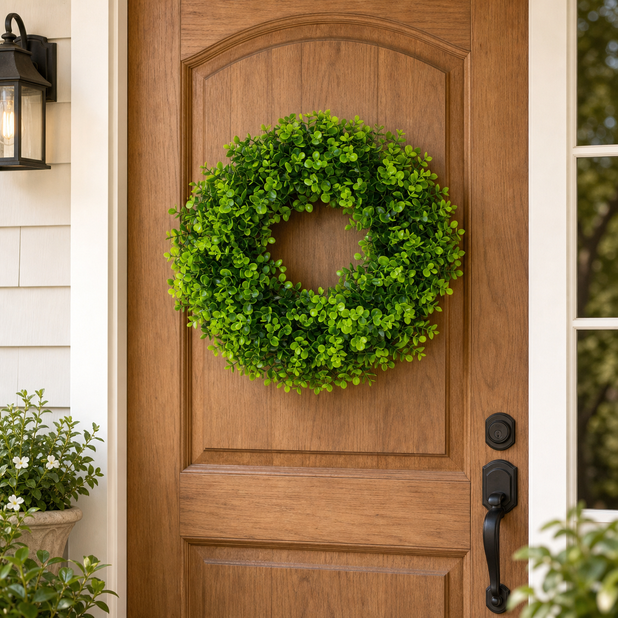 Cozy Haven Spring Door Wreath Collection lifestyle image 1 for Boxwood Green