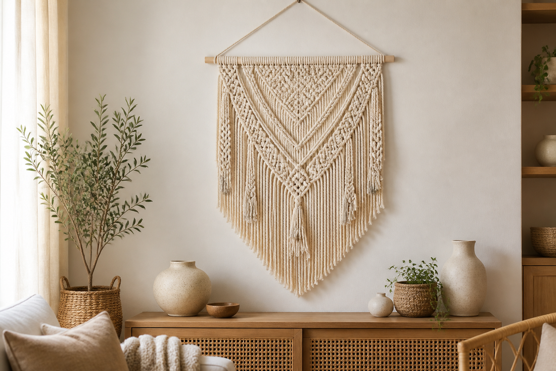 Cozy Haven Cream Macrame Woven Wall Hanging