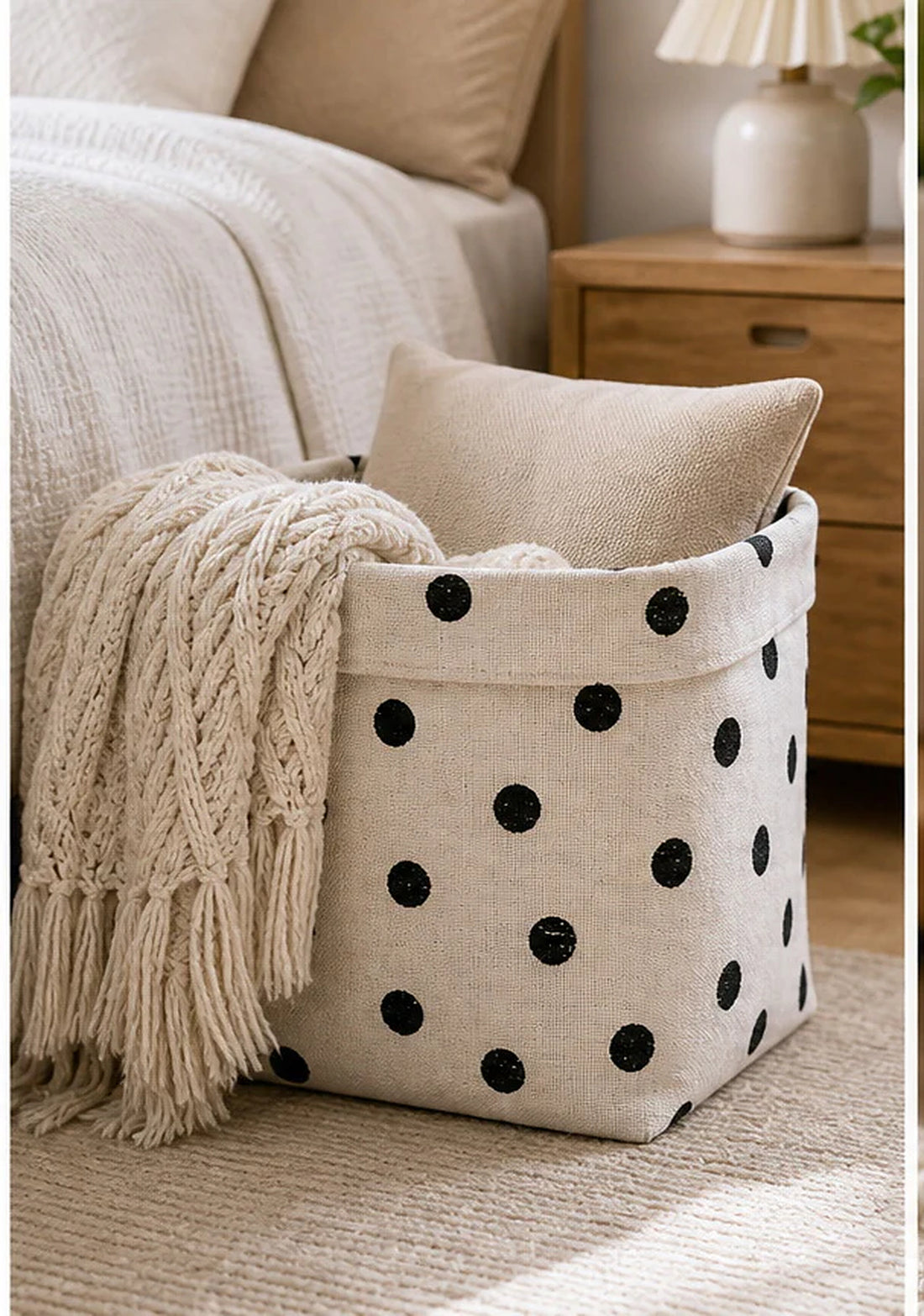 Dot Pattern Foldable Fabric Storage Bin