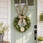 Cozy Haven Easter Bunny Front Door Wreath styled home view 2