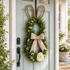 Cozy Haven Easter Bunny Front Door Wreath styled home view 4
