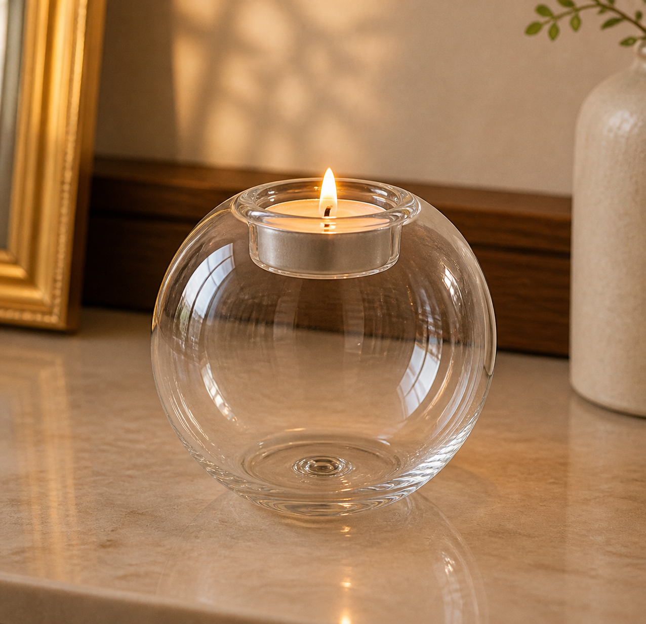 Cozy Haven Elegant Round Glass Candle Holders - Center