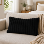 Cozy Haven Faux Rabbit Fur Pillow Cover Collection - Black / 30 x 50 cm, Black / 55 x 55 cm, Black / 60 x 60 cm