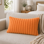 Cozy Haven Faux Rabbit Fur Pillow Cover Collection - Orange / 30 x 50 cm, Orange / 55 x 55 cm, Orange / 60 x 60 cm