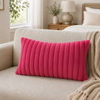 Cozy Haven Faux Rabbit Fur Pillow Cover Collection - Rose Red / 30 x 50 cm, Rose Red / 55 x 55 cm, Rose Red / 60 x 60 cm