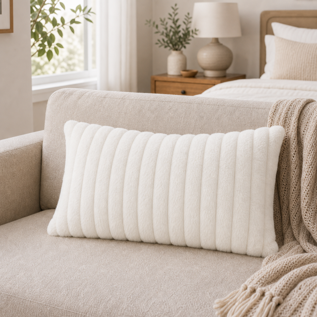 Cozy Haven Faux Rabbit Fur Pillow Cover Collection - White / 30 x 50 cm, White / 55 x 55 cm, White / 60 x 60 cm