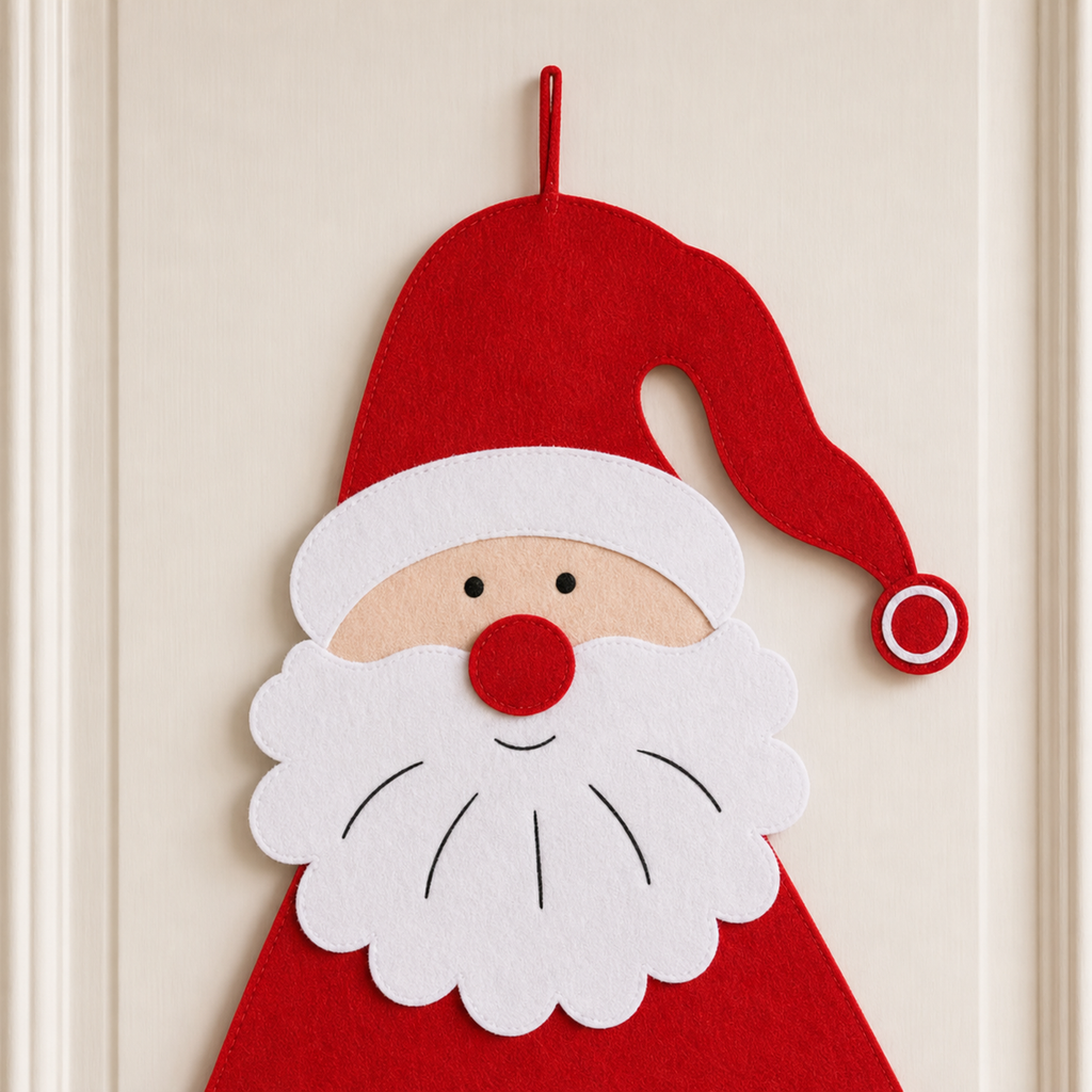 Cozy Haven Felt Santa Advent Calendar Wall Hanging — Red / 1 Calendar — detail view