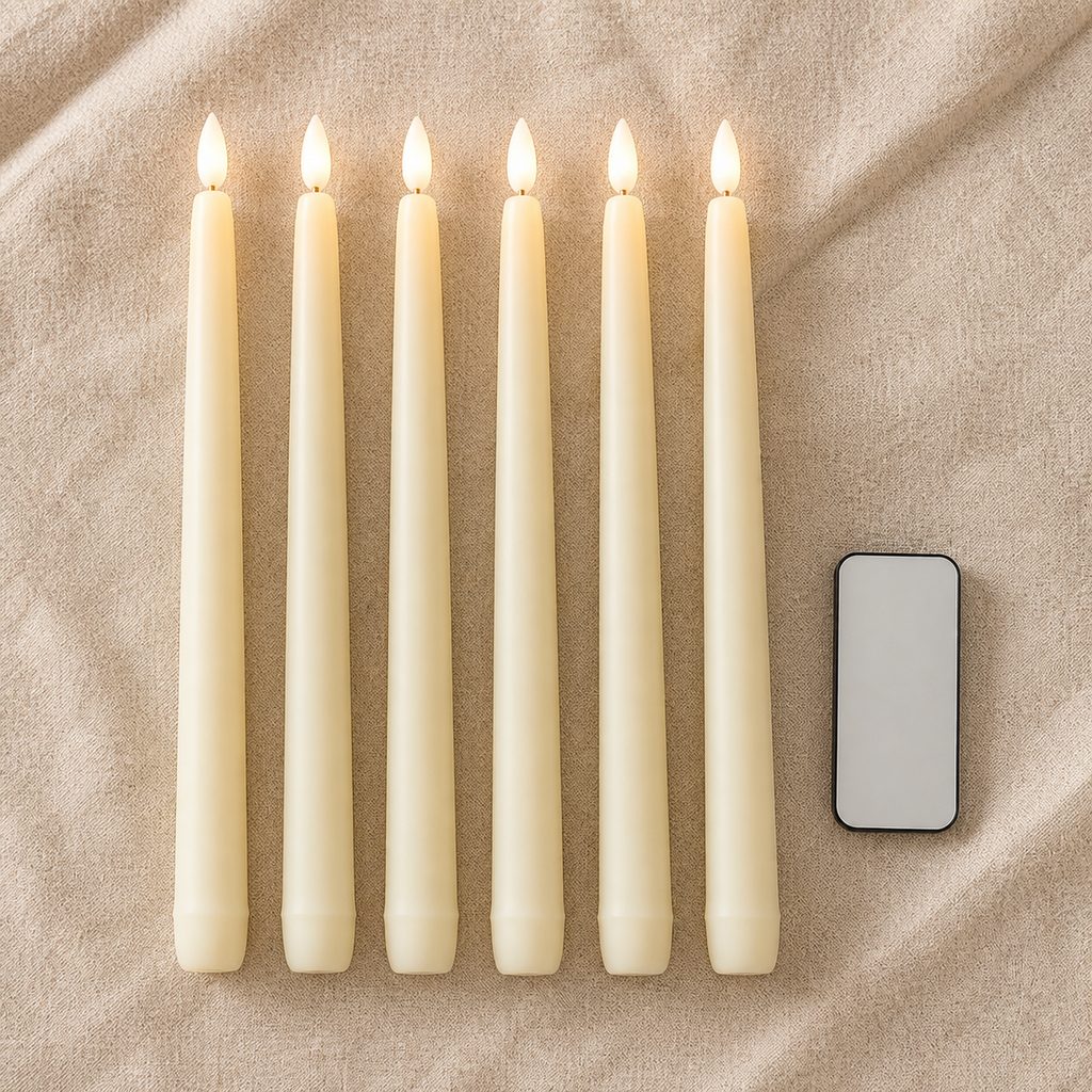 Cozy Haven Flameless Taper Candles with Remote — Set of 6 with Remote — detail view