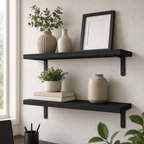 Cozy Haven Wooden Floating Shelves Set - 2 Pack styled home view 1 for Black