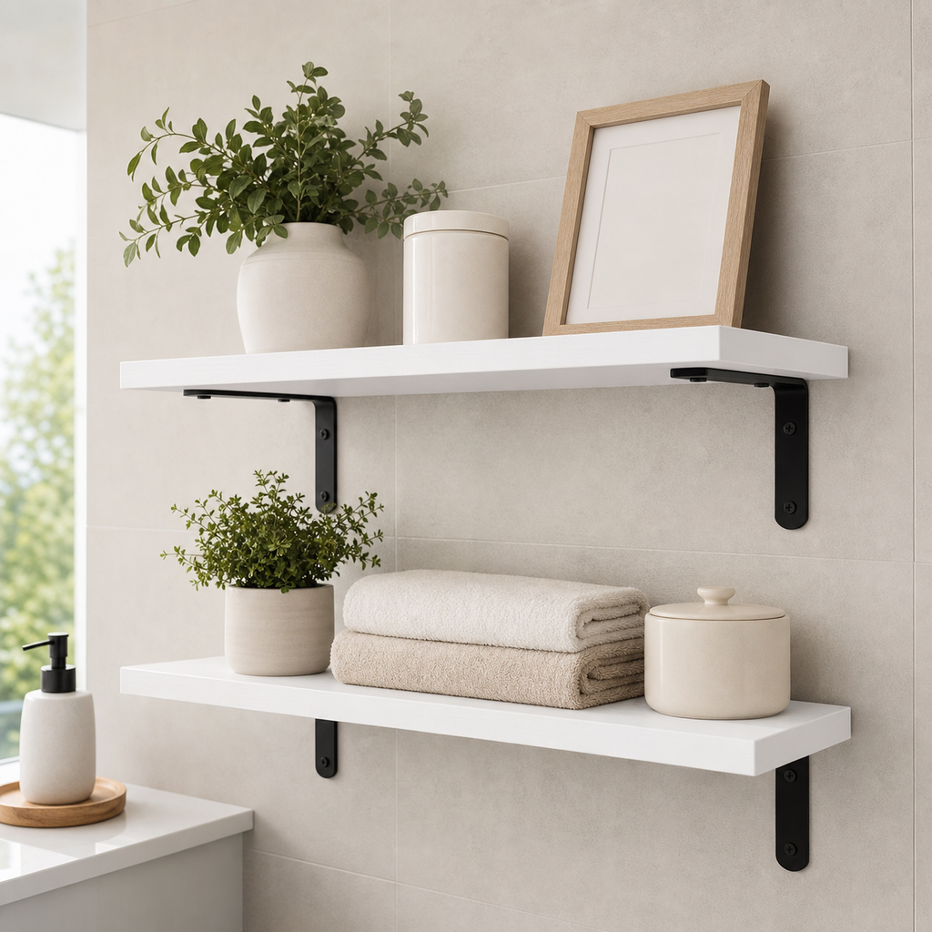 Cozy Haven Wooden Floating Shelves Set - 2 Pack styled home view 5 for White