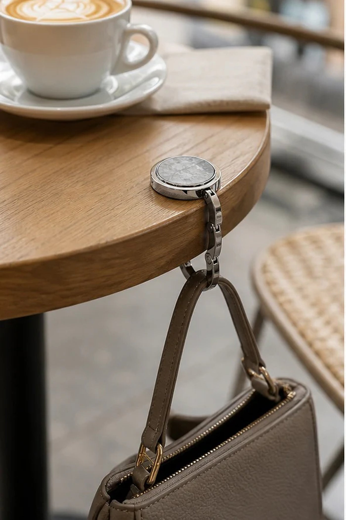 Cozy Haven Foldable Purse Table Hook lifestyle image 1