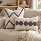 Cozy Haven Fringe Tufted Pillow Cover Set - Gray