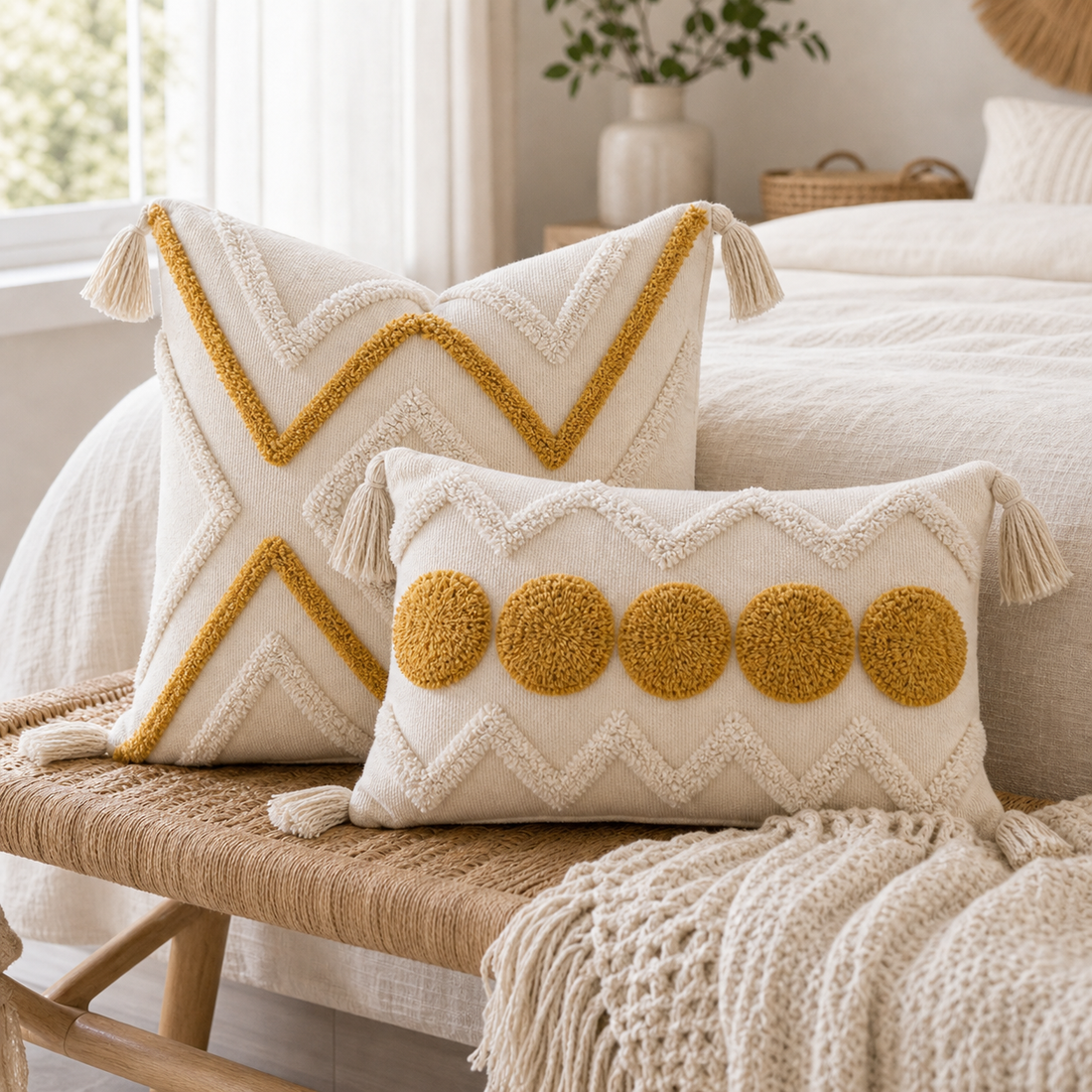 Fringe Tufted Pillow Cover Set