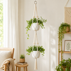 Cozy Haven Tiered Macrame Plant Hanger - Handmade Hanging Flower Pot Holder