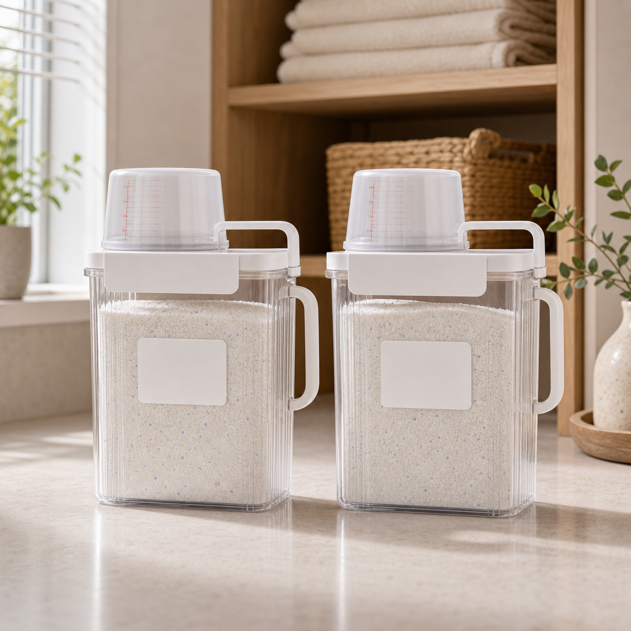 Cozy Haven Labelled Detergent Dispenser Jar Set - 2 x 1800 ml with Labels