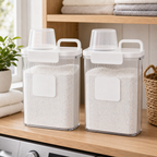 Two 2300 ml labelled laundry detergent dispenser jars