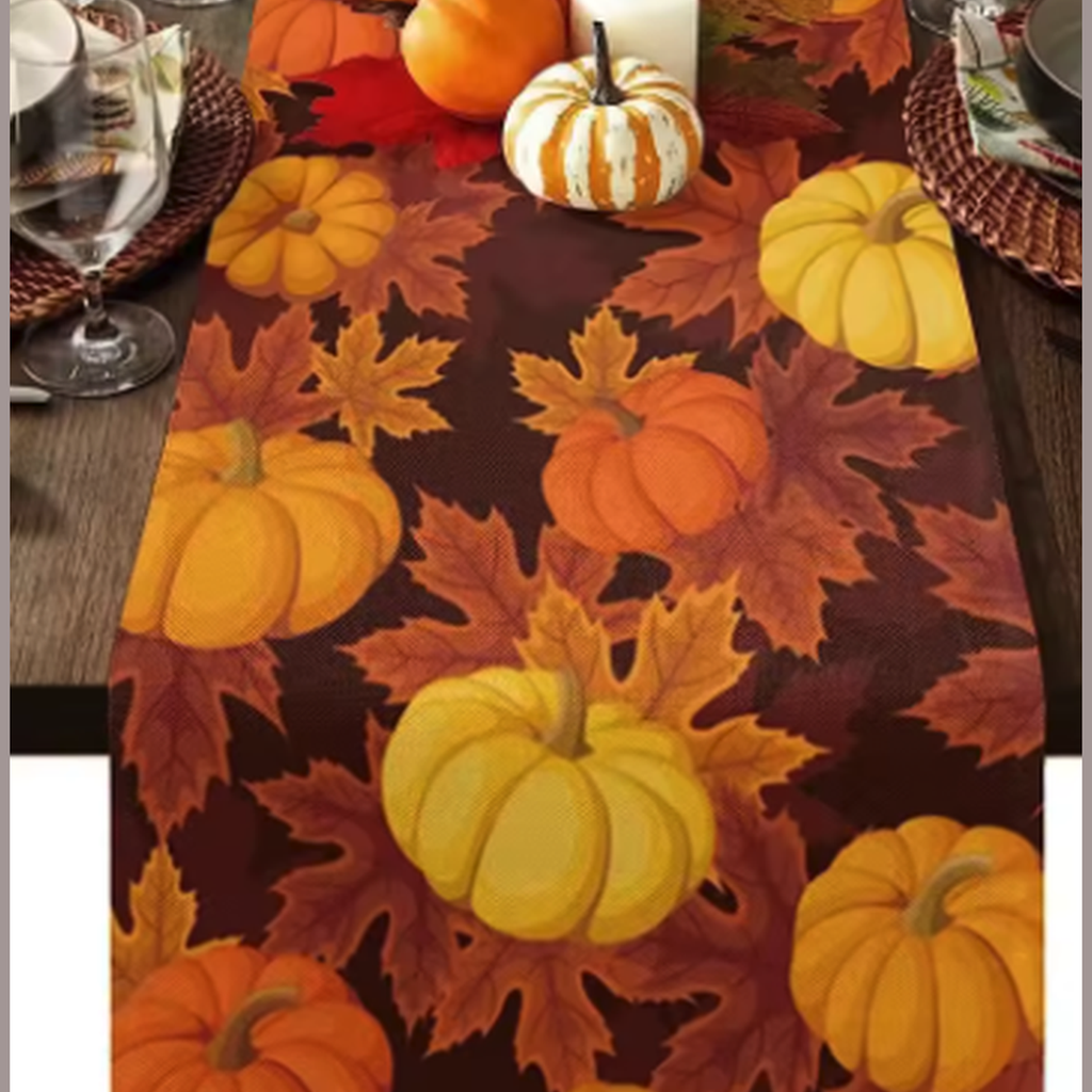 Cozy Haven Linen Autumn Table Runner - Pattern 07