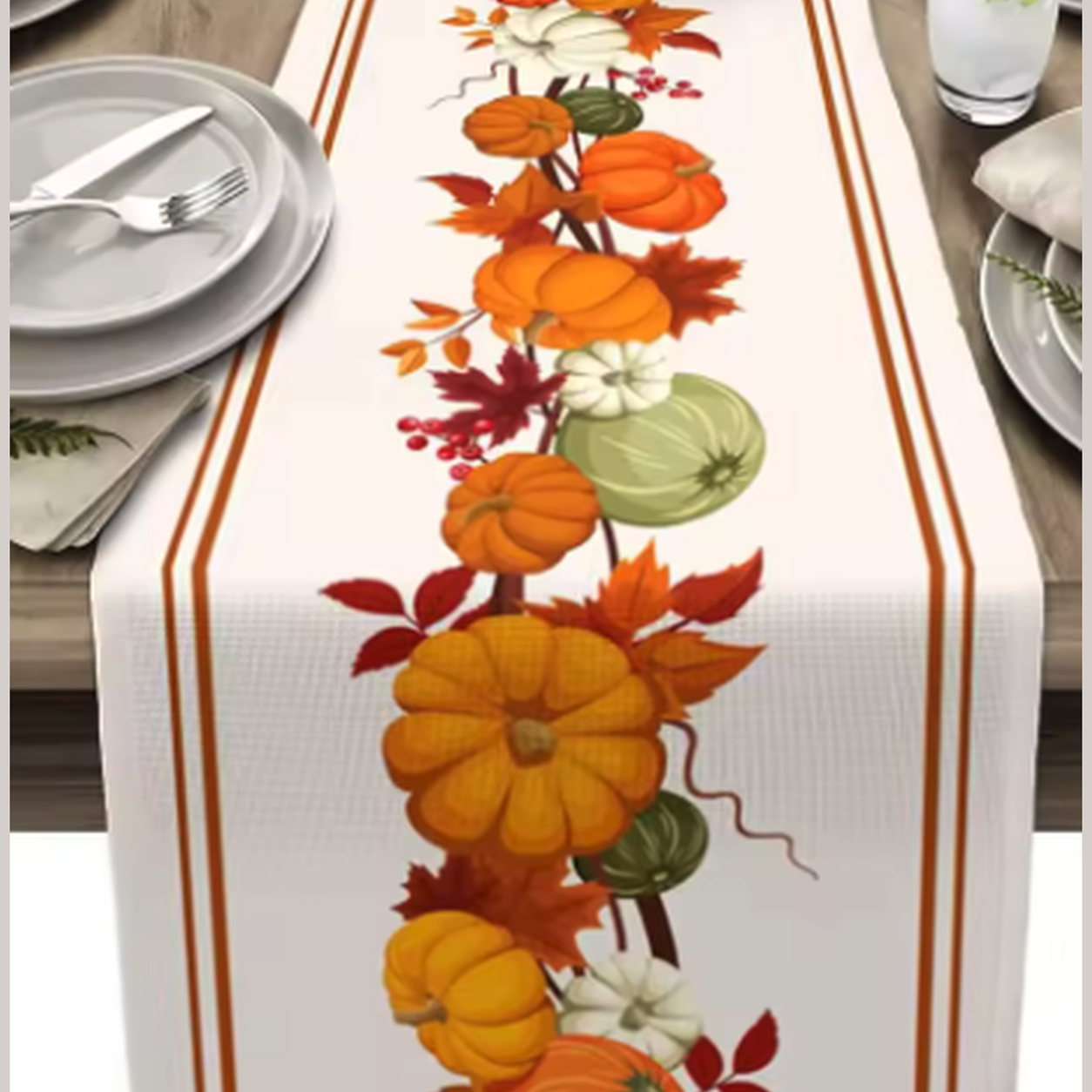 Cozy Haven Linen Autumn Table Runner - Pattern 08