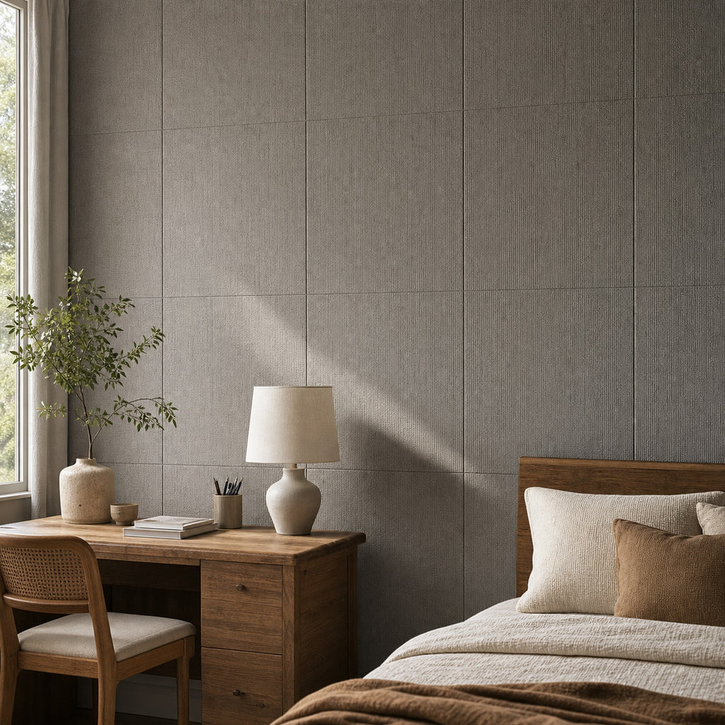 Cozy Haven Linen-Texture Peel-and-Stick Foam Wall Panel - Diatom Rock Gray B